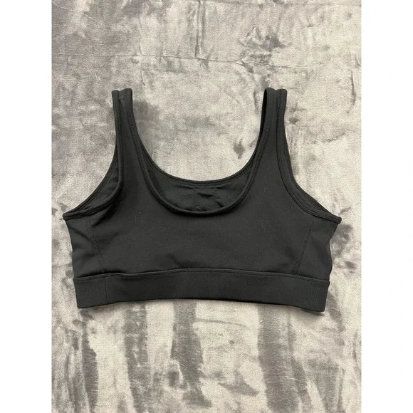 Reebok Sports Bra Women XL Black Ribbed Side Workout Gym Activewear Performance - Picture 2 of 8